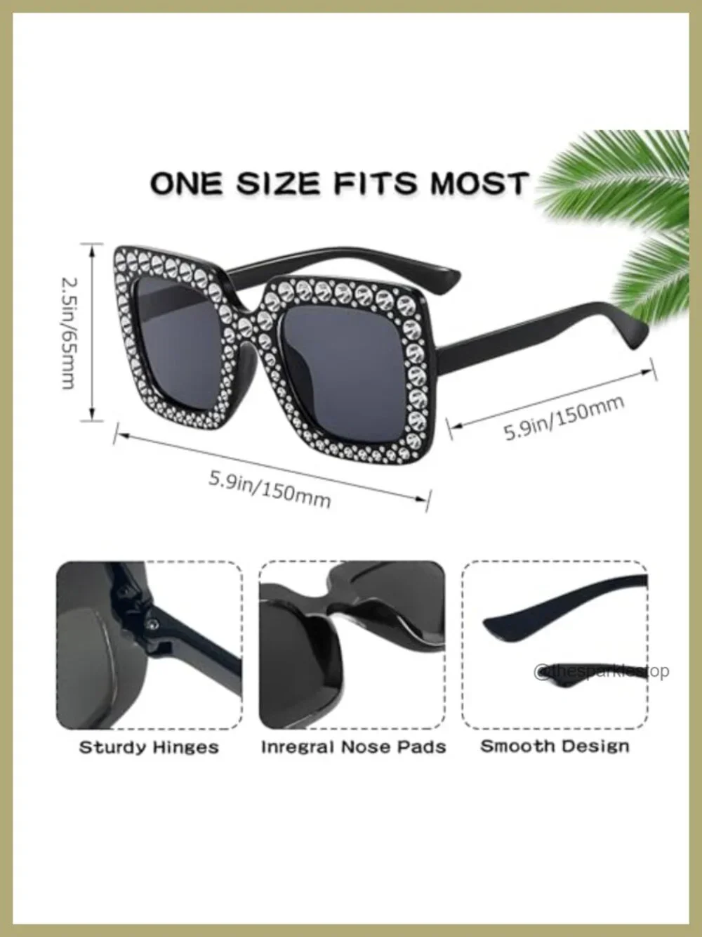 20 Pack Crystal Oversized Square Sunglasses Retro Disco Glitter Party Favors